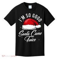 Santa Came Twice Funny Christmas Joke Kids T-Shirt thumb 0