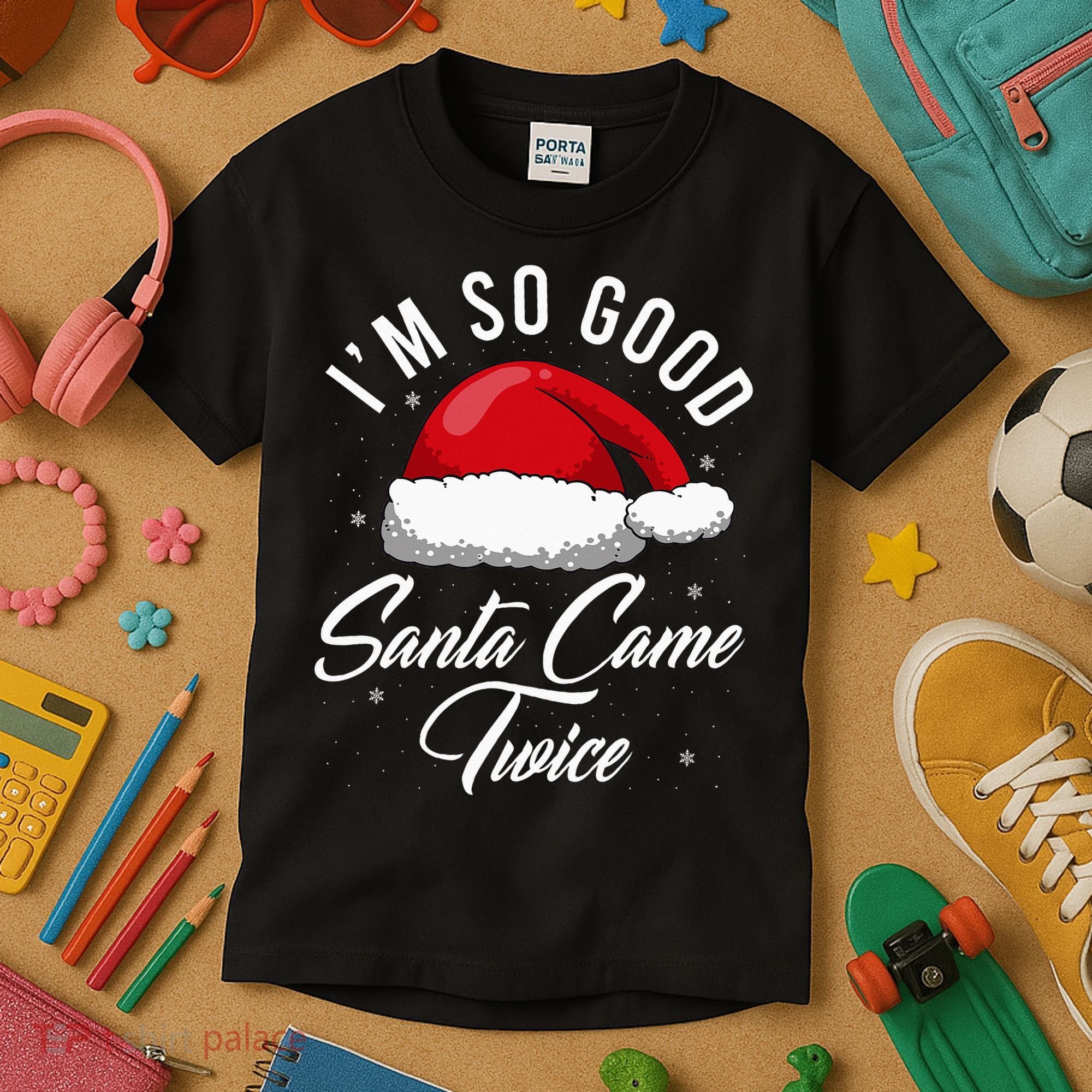 Santa Came Twice Funny Christmas Joke Kids T-Shirt