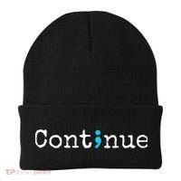 Semicolon Continue Tal Health Awareness Meaningful Gift Beanie thumb 0