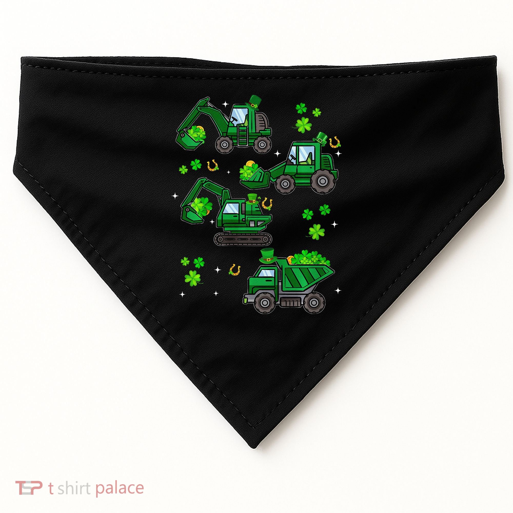 Shamrock Construction Truck St Patricks Day Irish Boy USA-Made Doggie Bandana