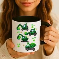 Shamrock Construction Truck St Patricks Day Irish Boy Coffee Mug thumb 3
