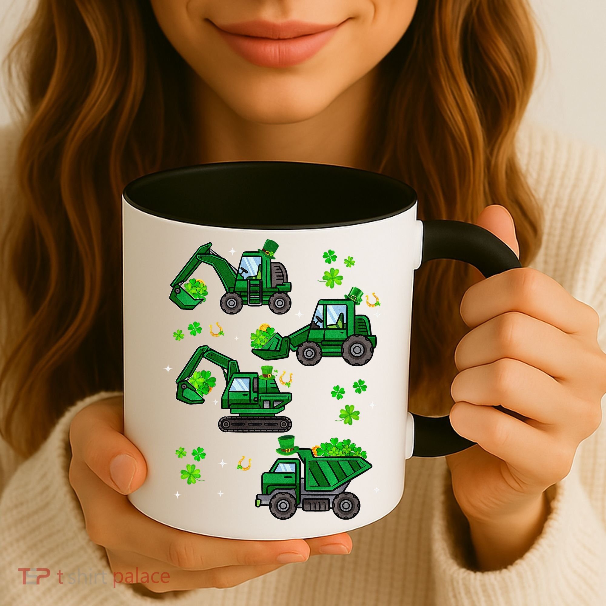 Shamrock Construction Truck St Patricks Day Irish Boy Coffee Mug