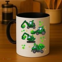 Shamrock Construction Truck St Patricks Day Irish Boy Coffee Mug thumb 4