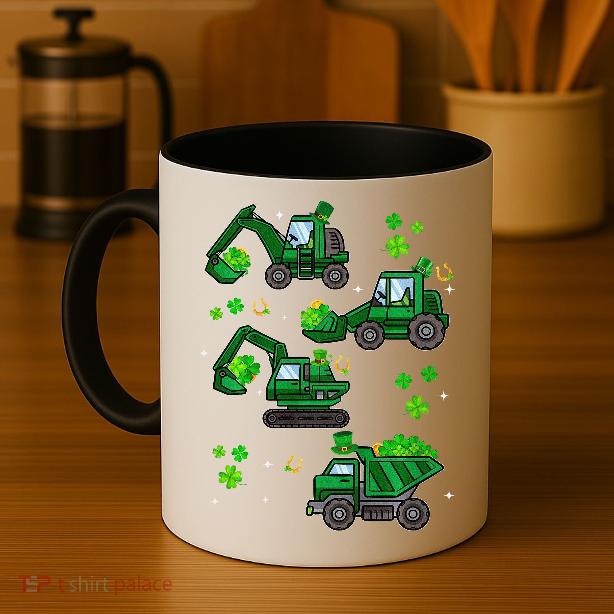 Shamrock Construction Truck St Patricks Day Irish Boy Coffee Mug