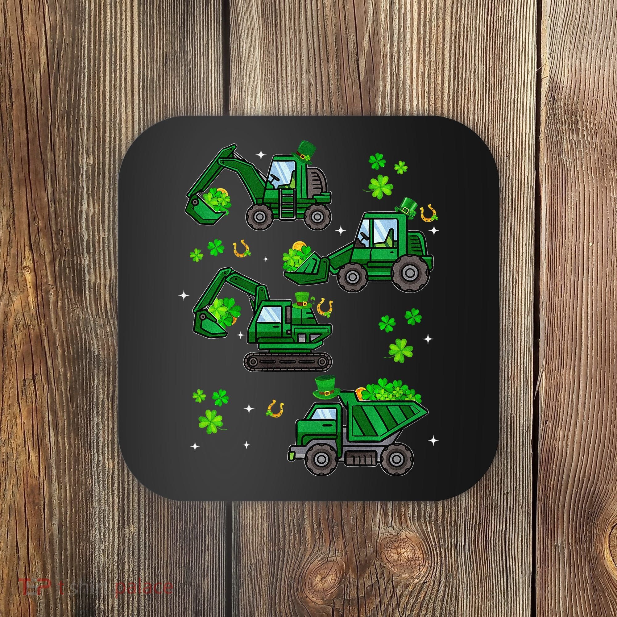 Shamrock Construction Truck St Patricks Day Irish Boy Coaster