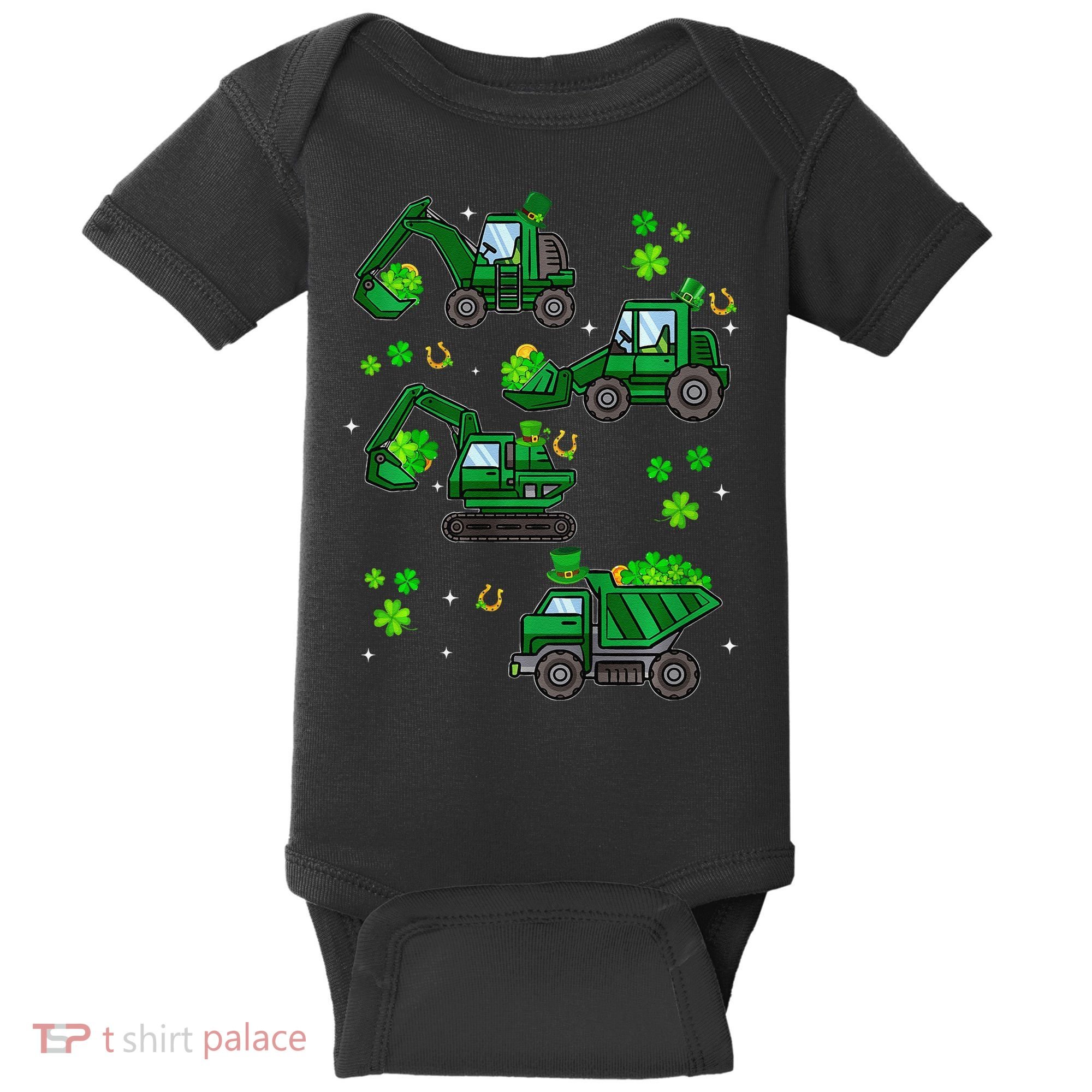 Shamrock Construction Truck St Patricks Day Irish Boy Baby Bodysuit