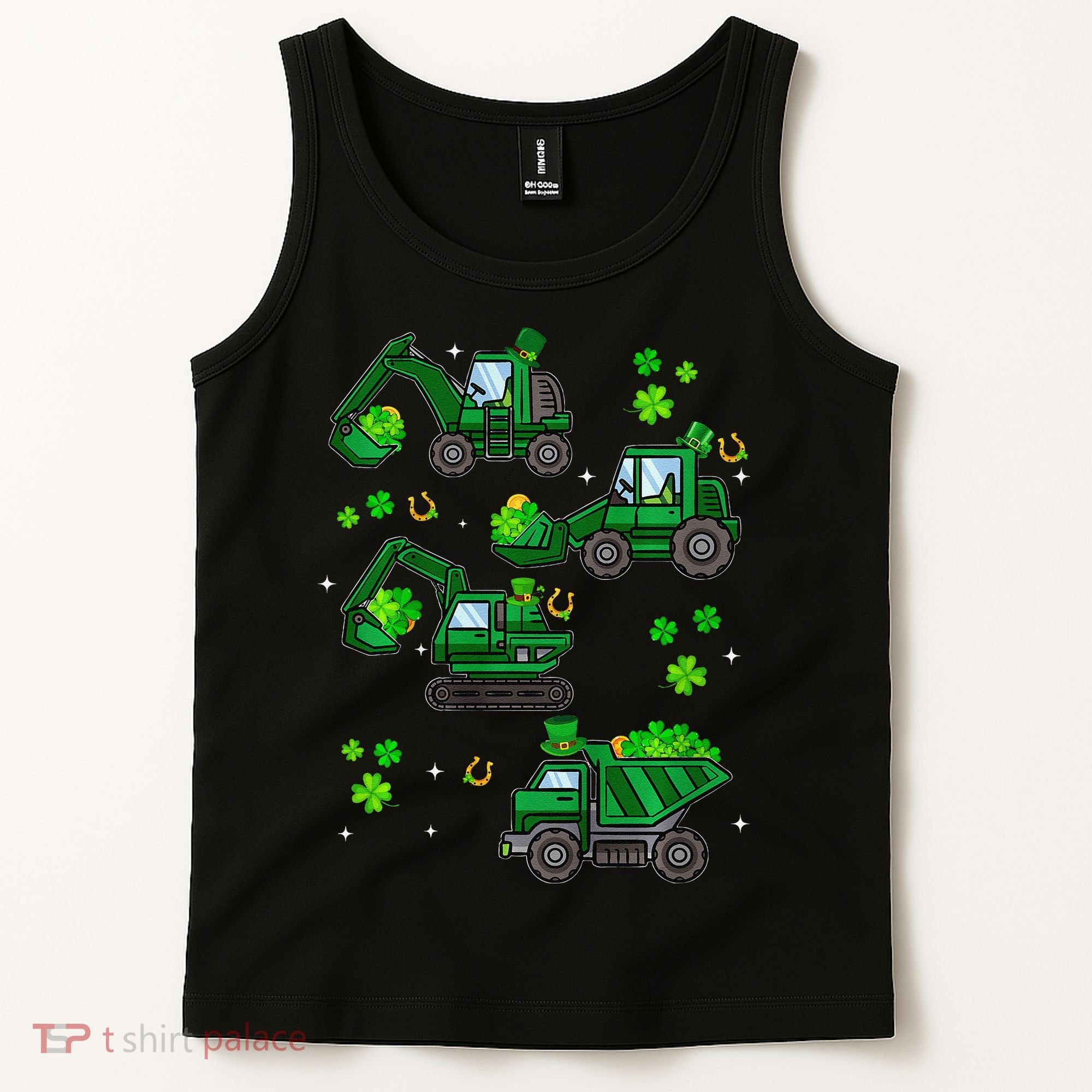 Shamrock Construction Truck St Patricks Day Irish Boy Tank Top