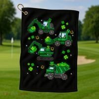 Shamrock Construction Truck St Patricks Day Irish Boy Golf Towel thumb 1