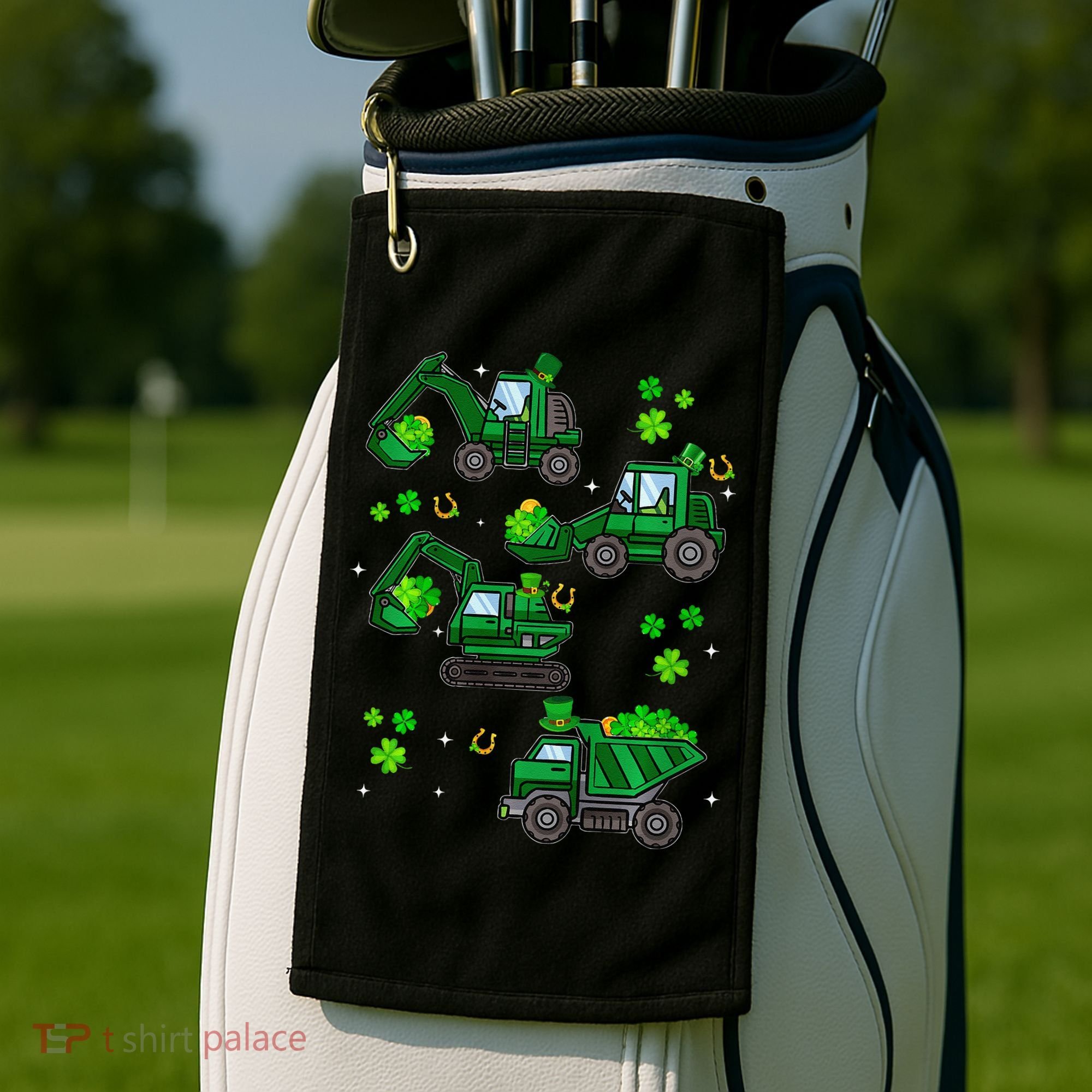 Shamrock Construction Truck St Patricks Day Irish Boy Golf Towel