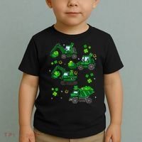 Shamrock Construction Truck St Patricks Day Irish Boy Toddler T-Shirt thumb 2