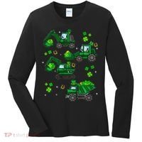 Shamrock Construction Truck St Patricks Day Irish Boy Women's Long Sleeve Shirt thumb 0