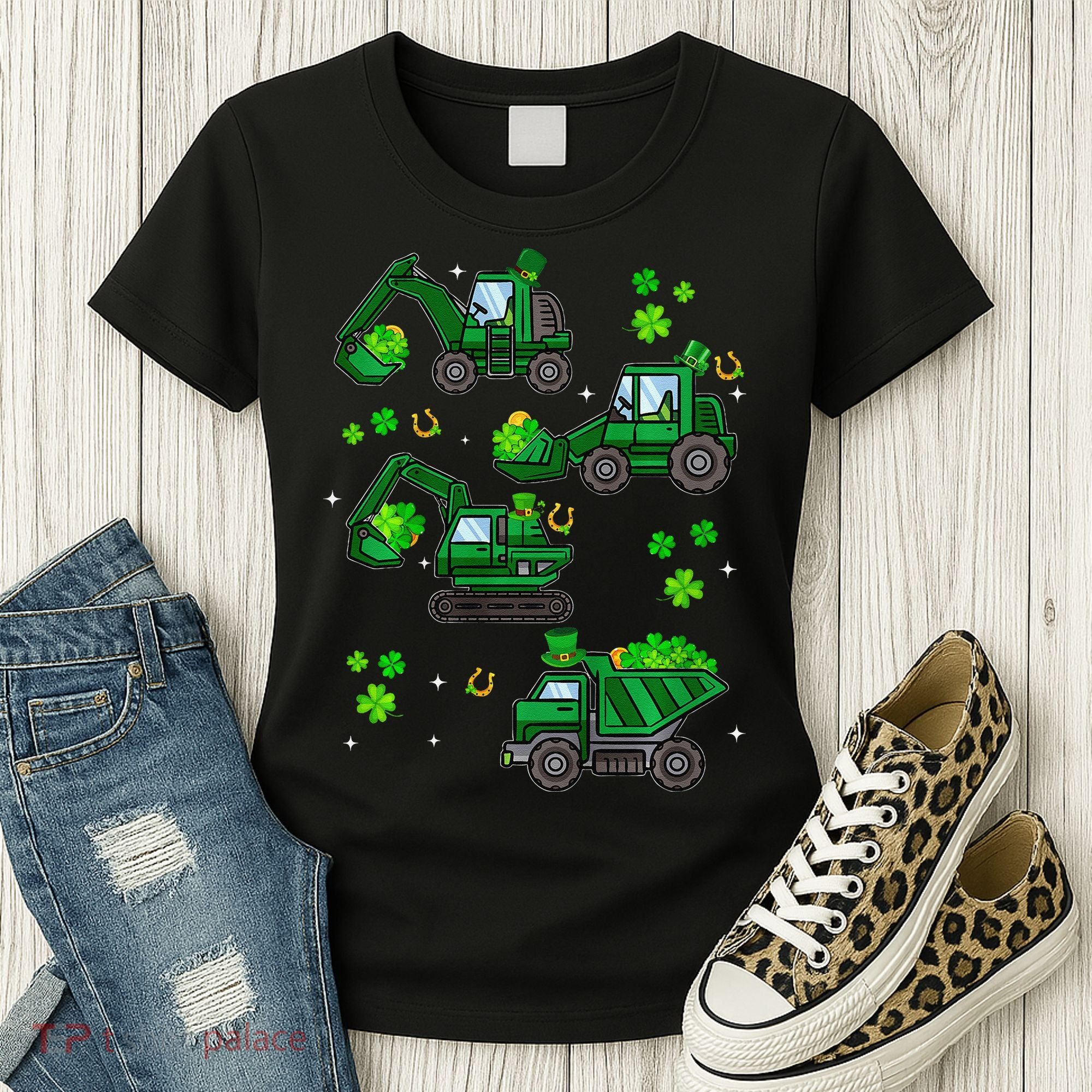 Shamrock Construction Truck St Patricks Day Irish Boy Women's T-Shirt