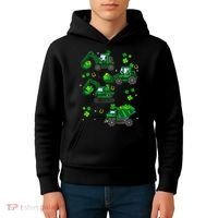 Shamrock Construction Truck St Patricks Day Irish Boy Kids Hoodie thumb 4