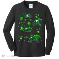 Shamrock Construction Truck St Patricks Day Irish Boy Kids Long Sleeve Shirt thumb 0