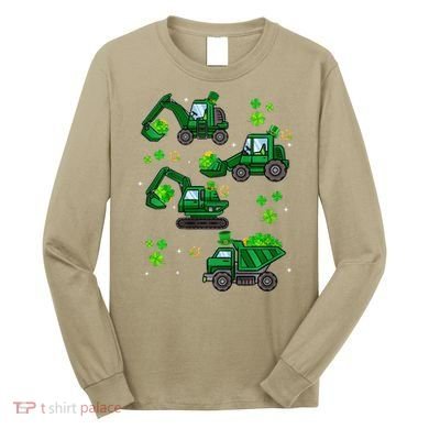 Shamrock Construction Truck St Patricks Day Irish Boy Long Sleeve Shirt