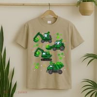 Shamrock Construction Truck St Patricks Day Irish Boy T-Shirt thumb 2