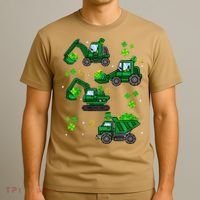 Shamrock Construction Truck St Patricks Day Irish Boy T-Shirt thumb 3