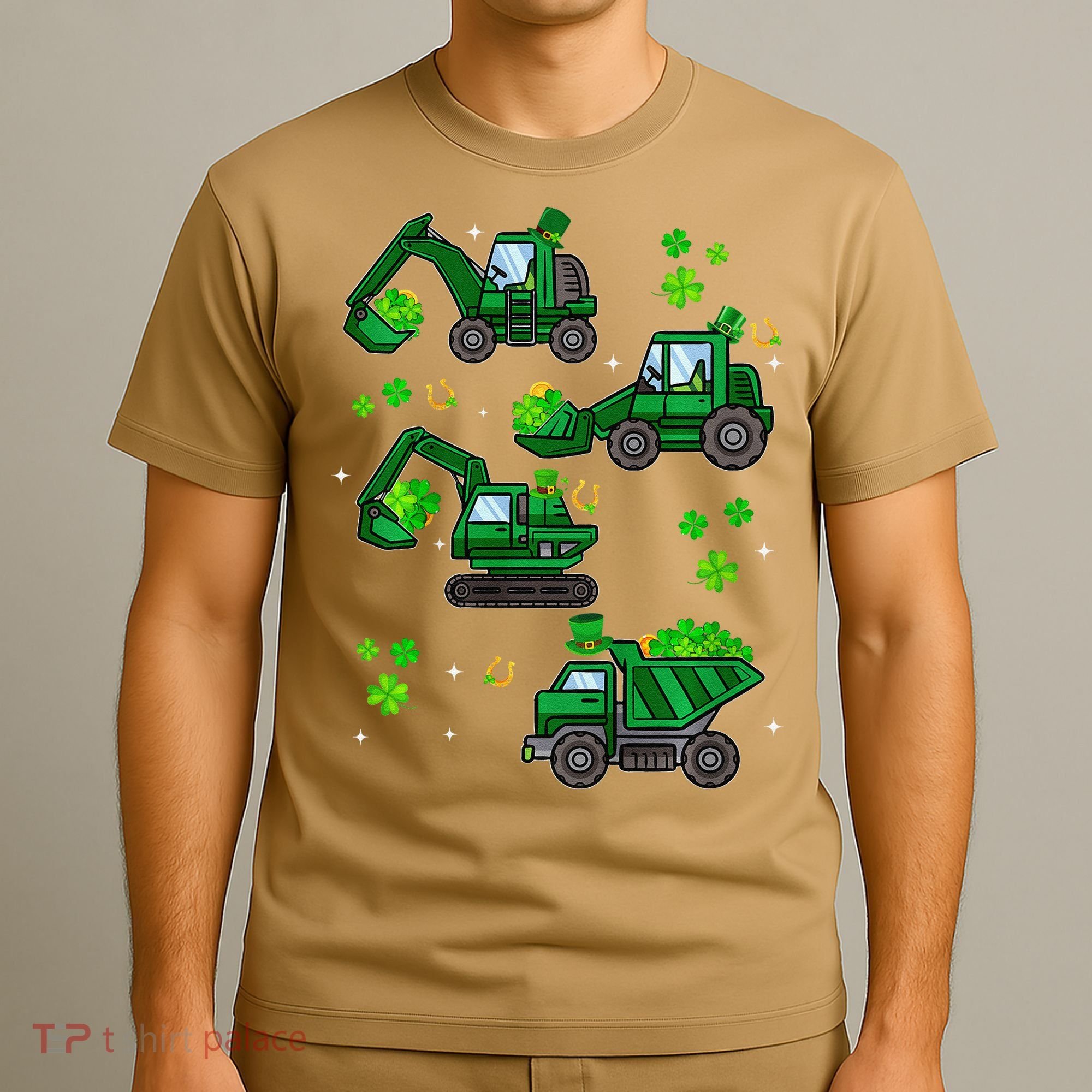 Shamrock Construction Truck St Patricks Day Irish Boy T-Shirt