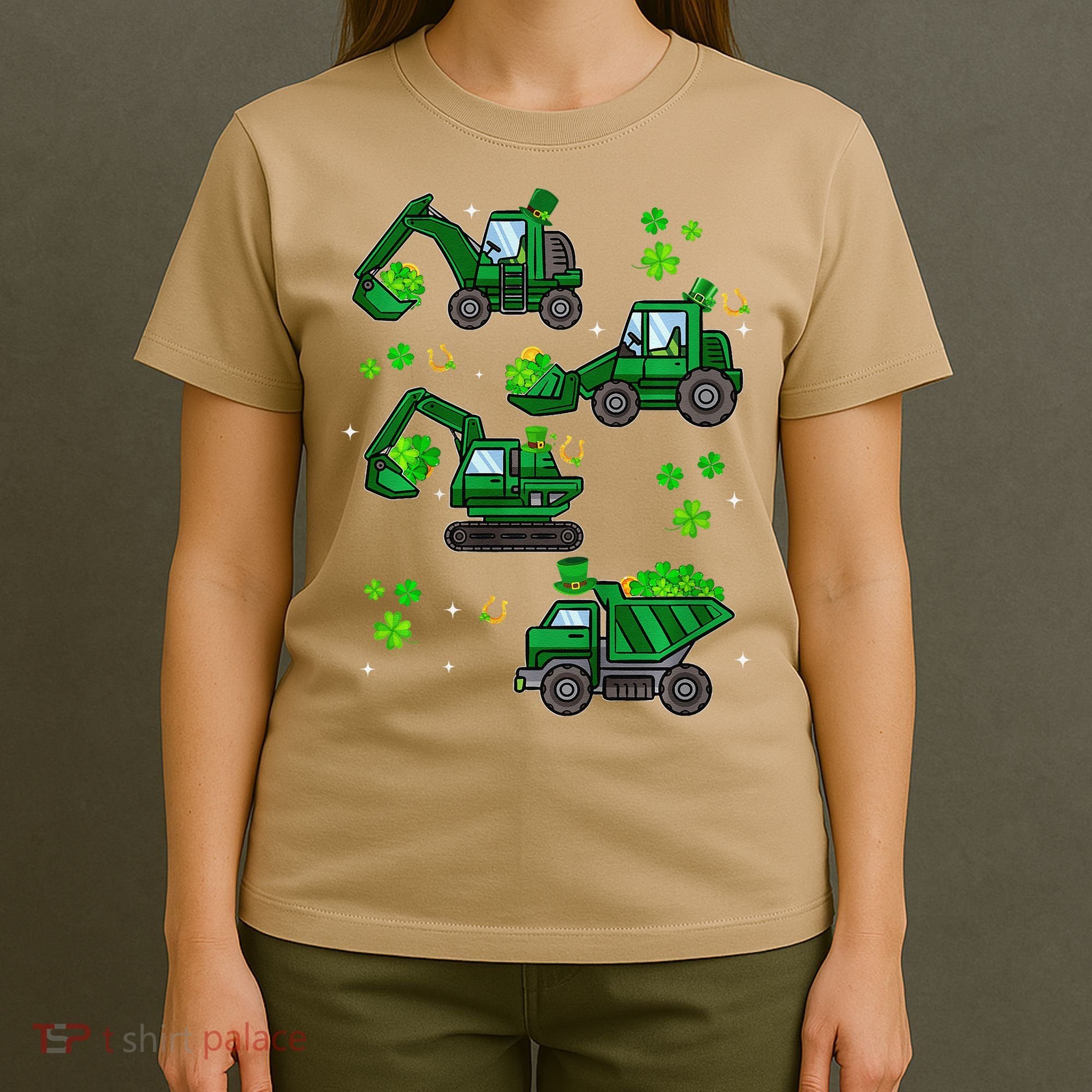 Shamrock Construction Truck St Patricks Day Irish Boy T-Shirt