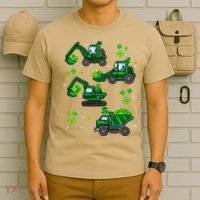 Shamrock Construction Truck St Patricks Day Irish Boy T-Shirt thumb 6