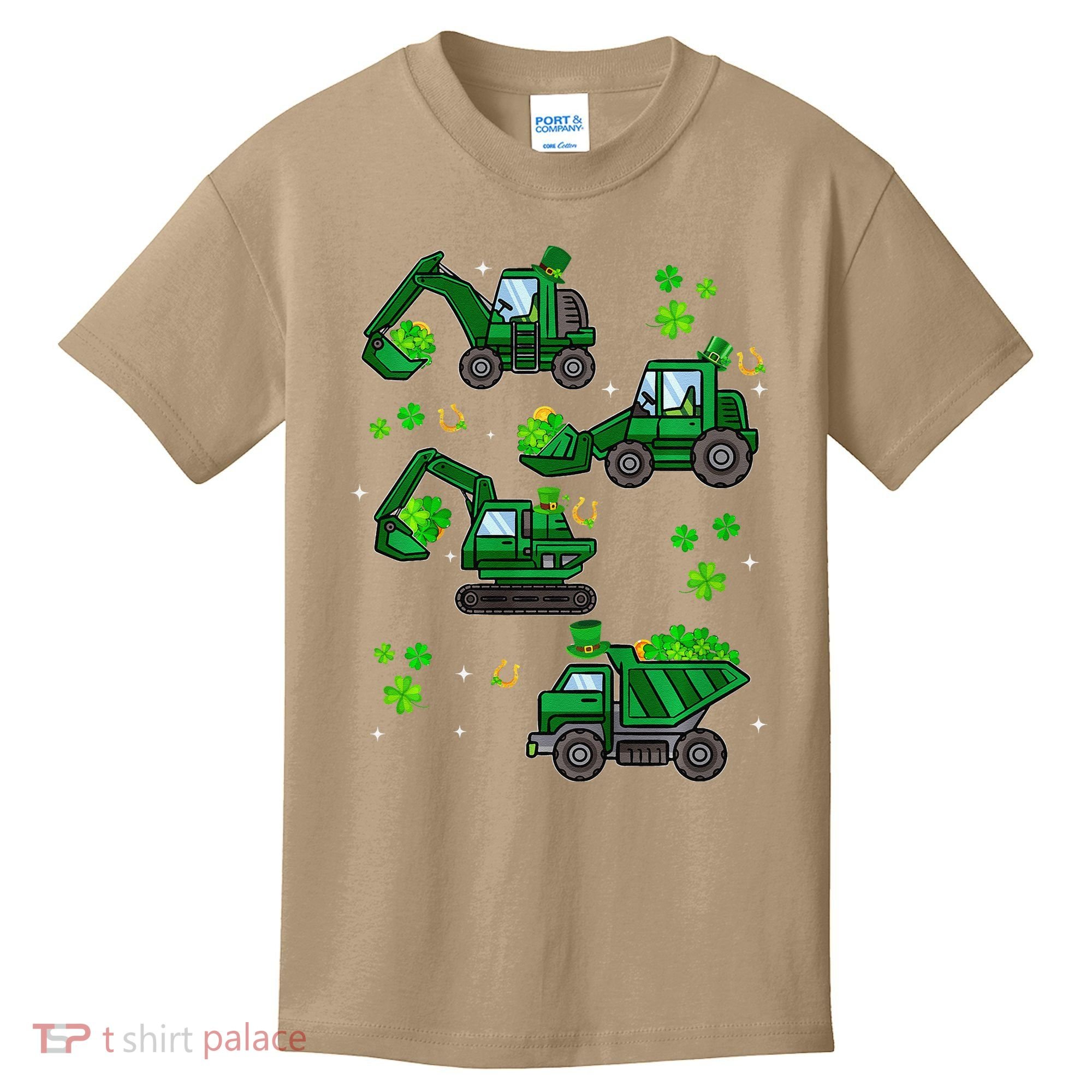Shamrock Construction Truck St Patricks Day Irish Boy Kids T-Shirt