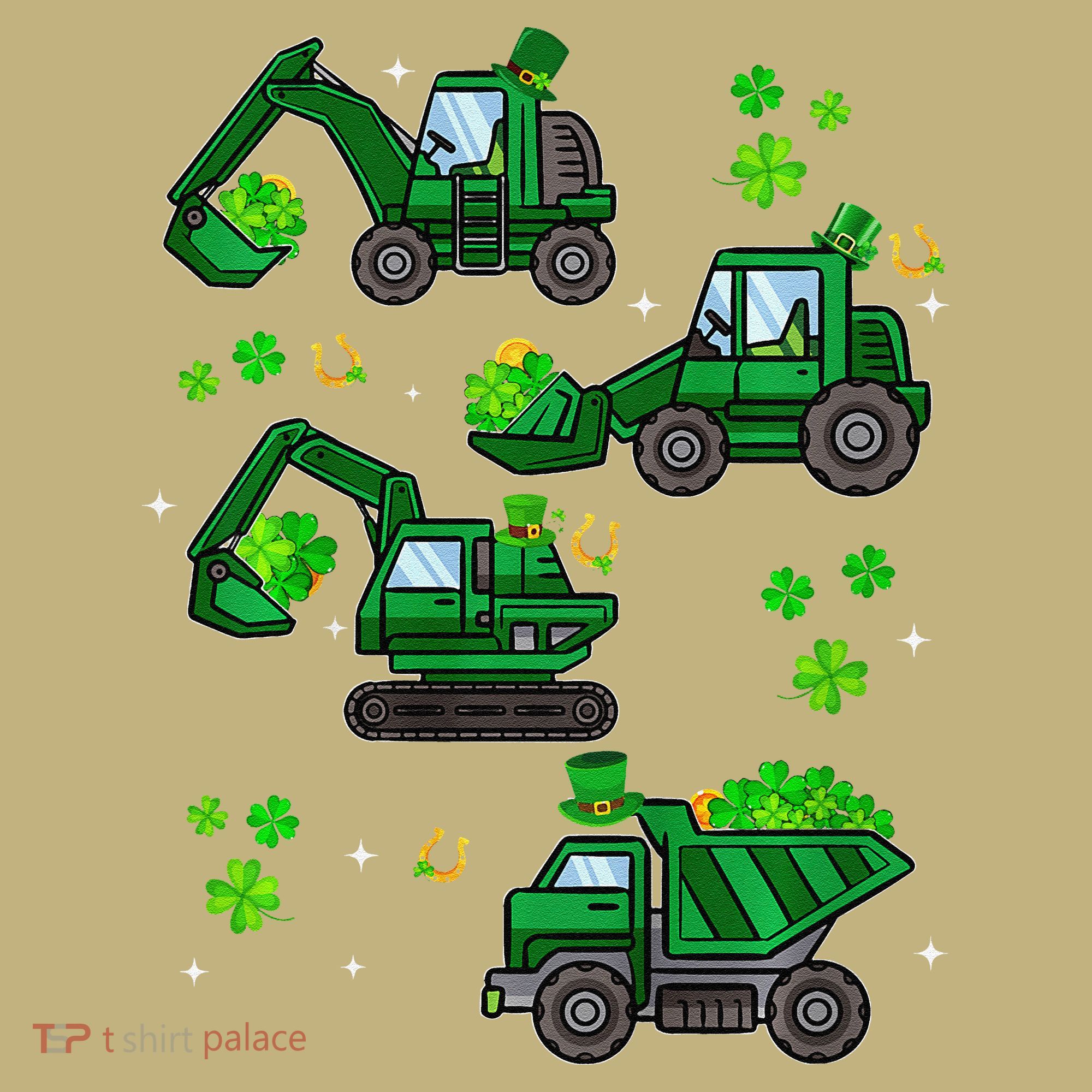 Shamrock Construction Truck St Patricks Day Irish Boy Kids T-Shirt