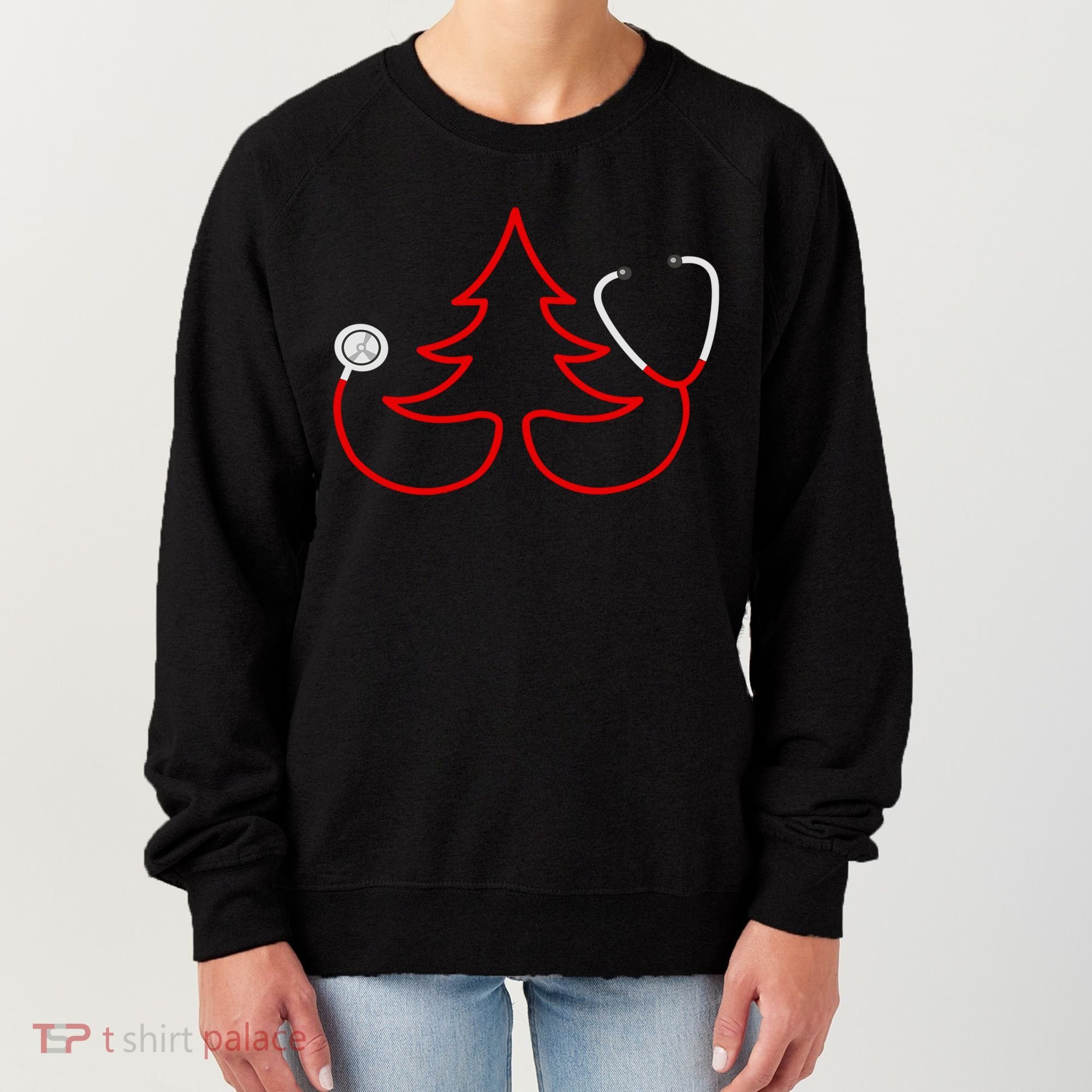 Stethoscope Christmas Tree Doctors Holiday Nurses Holiday Gift Women's Sweatshirt