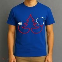 Stethoscope Christmas Tree Doctors Holiday Nurses Holiday Gift T-Shirt thumb 3