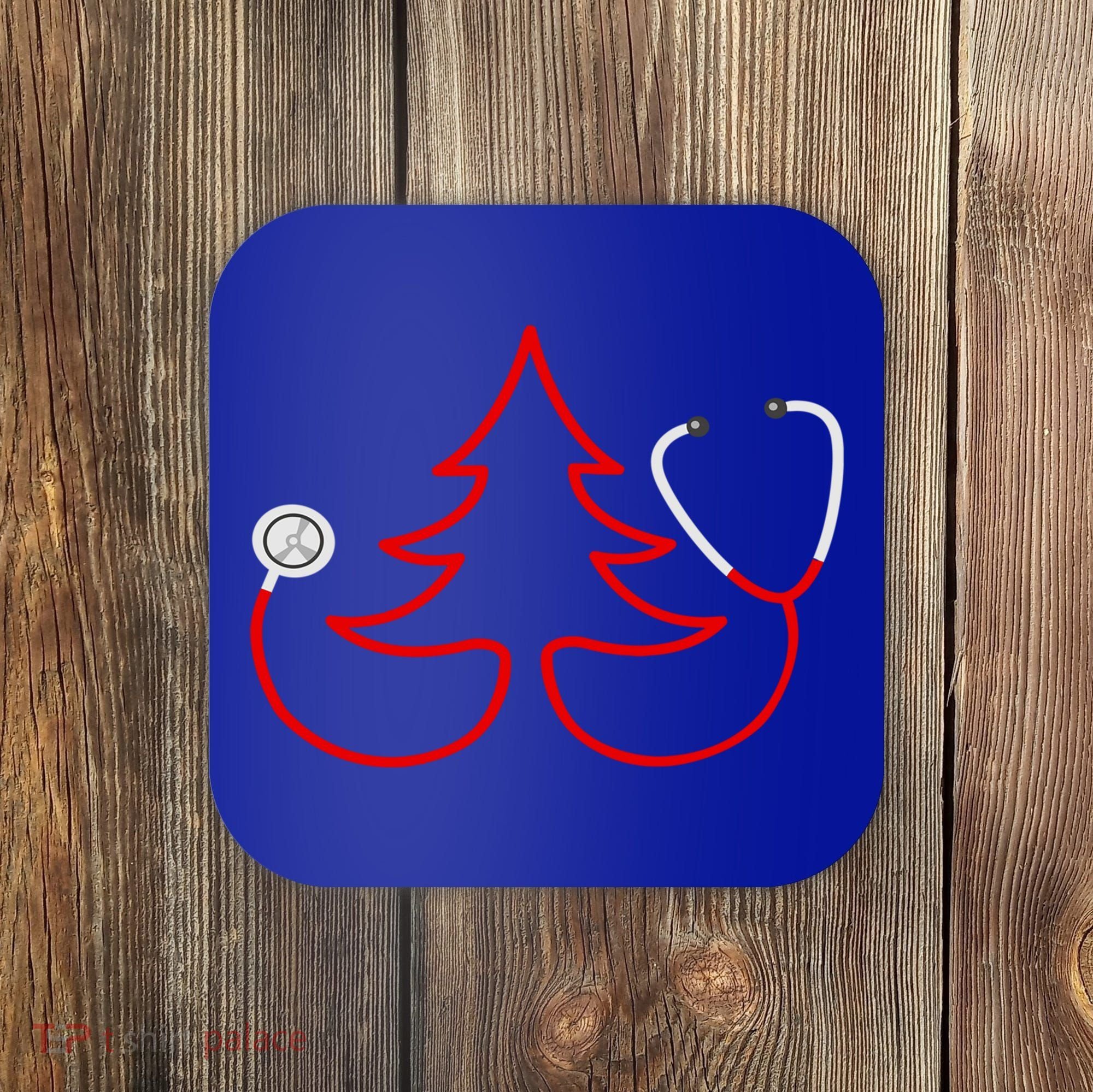 Stethoscope Christmas Tree Doctors Holiday Nurses Holiday Gift Coaster