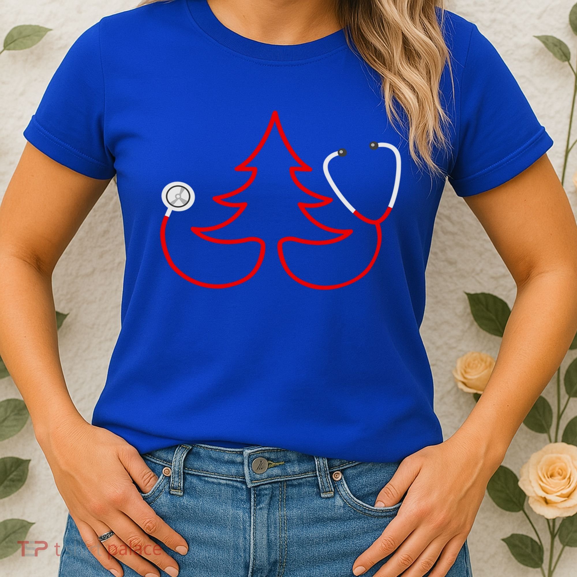 Stethoscope Christmas Tree Doctors Holiday Nurses Holiday Gift Women's T-Shirt