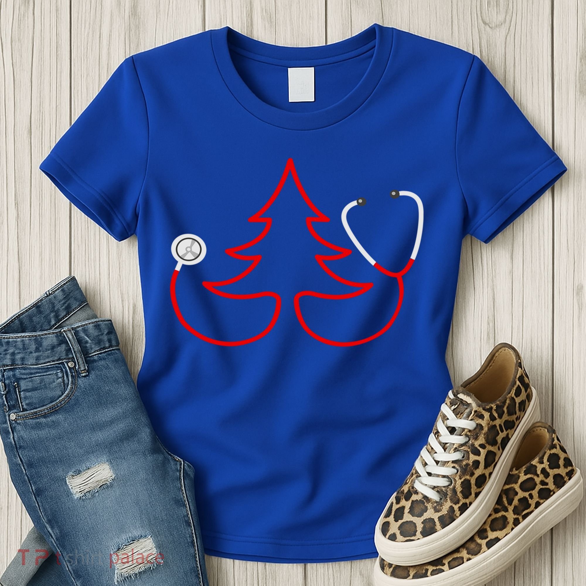 Stethoscope Christmas Tree Doctors Holiday Nurses Holiday Gift Women's T-Shirt