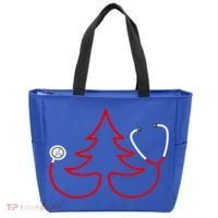 Stethoscope Christmas Tree Doctors Holiday Nurses Holiday Gift Tote Bag thumb 0