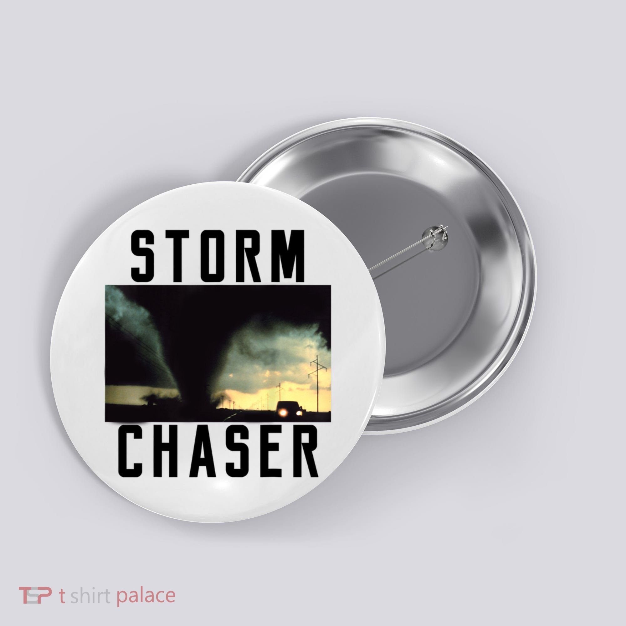 Storm Chaser Tornado Picture Weather Meteorologist Button