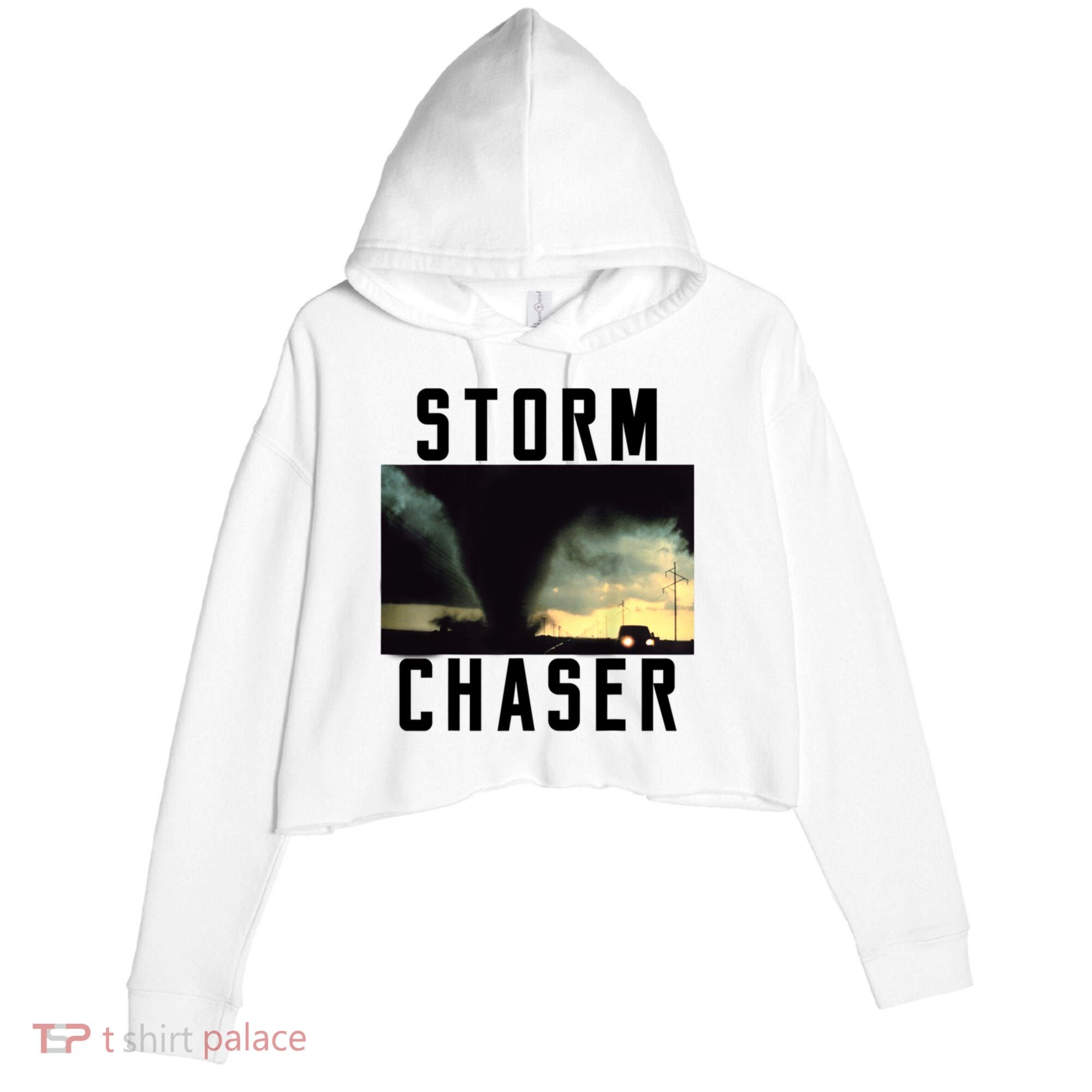 Storm Chaser Tornado Picture Weather Meteorologist Crop Fleece Hoodie