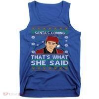 Santa's Coming That's What She Said Christmas Gift Tank Top thumb 0