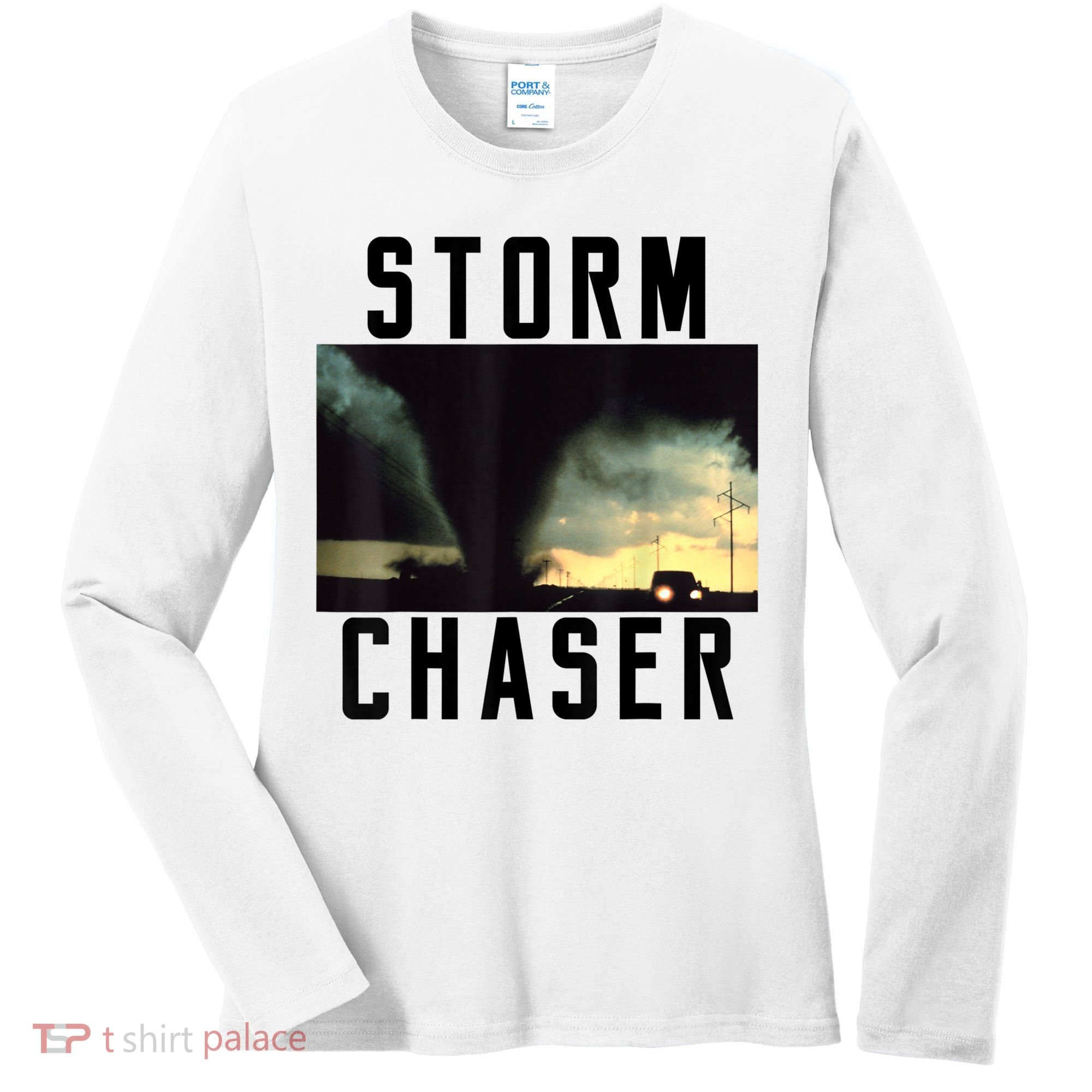 Storm Chaser Tornado Picture Gift Weather Meteorologist Gift Women's Long Sleeve Shirt