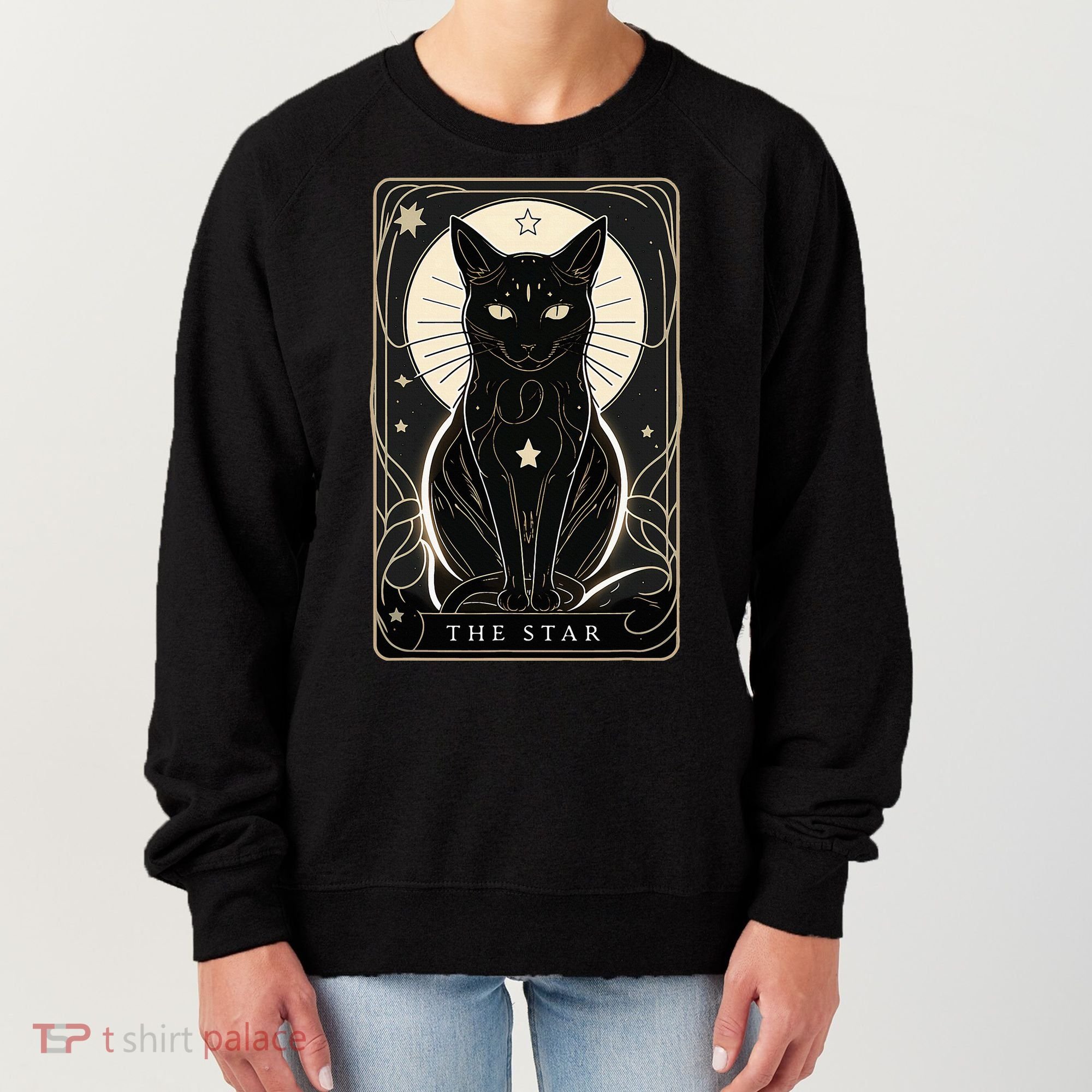 Star Cat Tarot Card Graphic For Tarot Cat Lovers Women's Sweatshirt