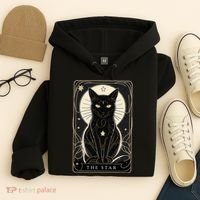 Star Cat Tarot Card Graphic For Tarot Cat Lovers Hoodie thumb 4