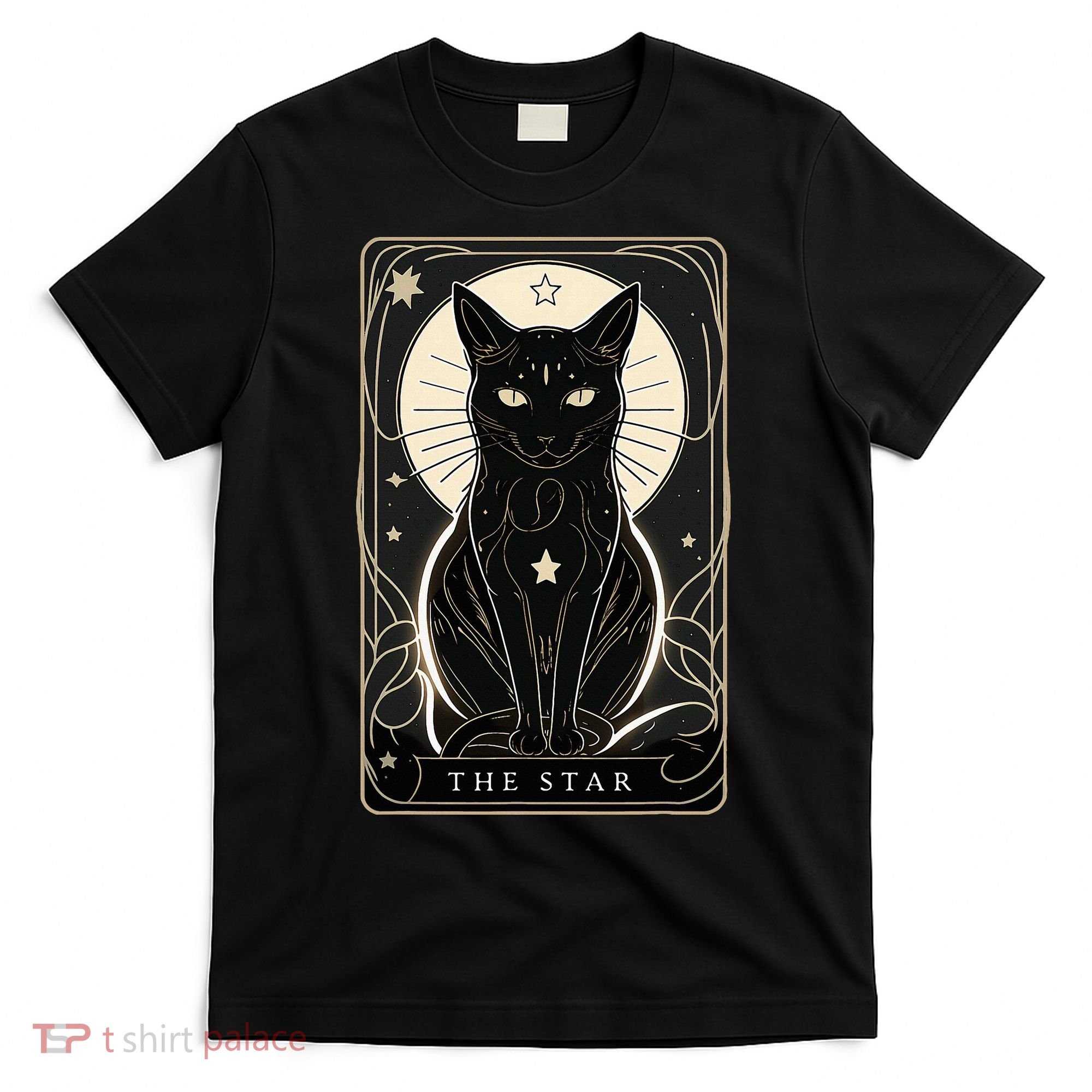 Star Cat Tarot Card Graphic For Tarot Cat Lovers T-Shirt