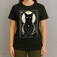 Star Cat Tarot Card Graphic For Tarot Cat Lovers T-Shirt thumb 4