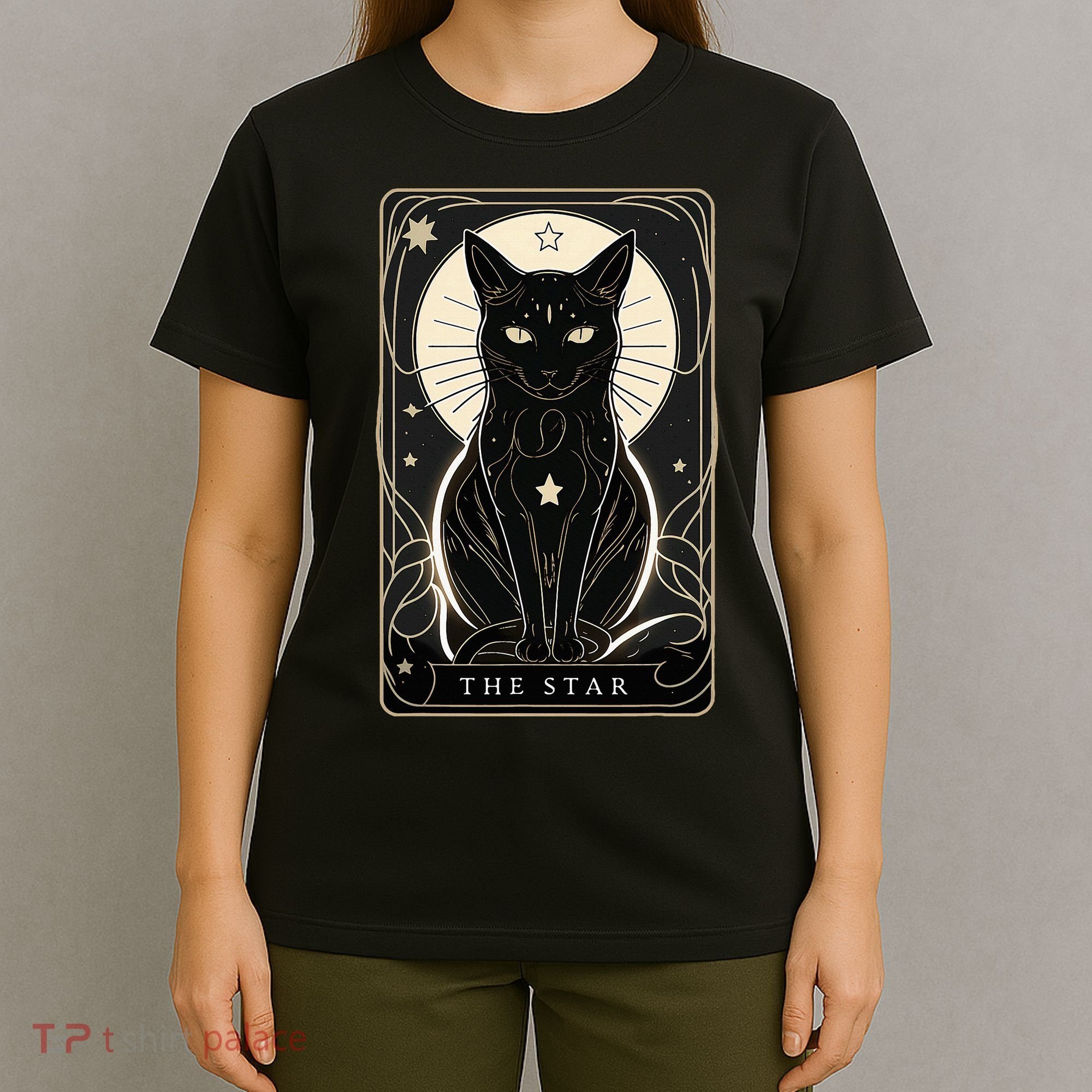 Star Cat Tarot Card Graphic For Tarot Cat Lovers T-Shirt