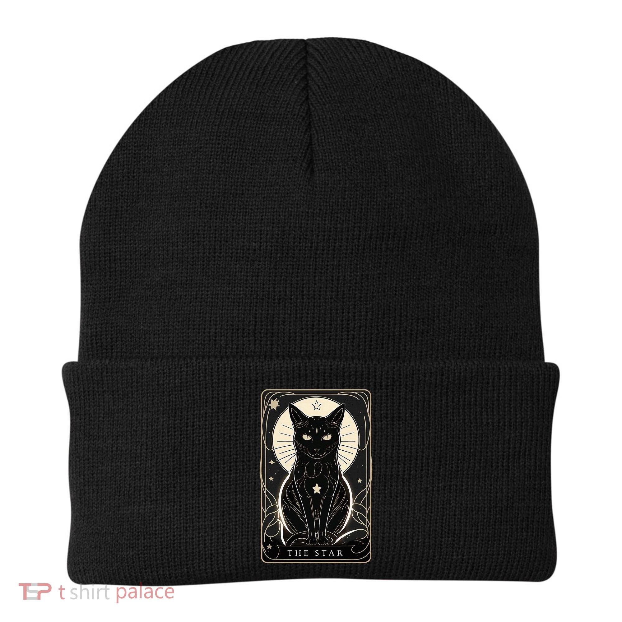 Star Cat Tarot Card Graphic For Tarot Cat Lovers Beanie
