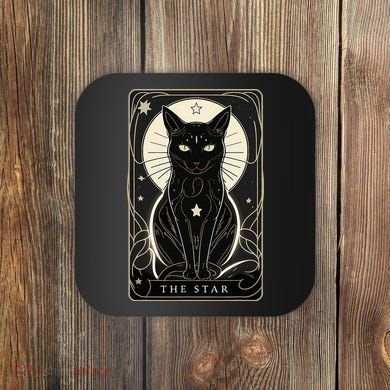 Star Cat Tarot Card Graphic For Tarot Cat Lovers Coaster