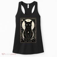 Star Cat Tarot Card Graphic For Tarot Cat Lovers Women's Tank Top thumb 0