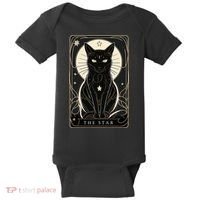 Star Cat Tarot Card Graphic For Tarot Cat Lovers Baby Bodysuit thumb 0