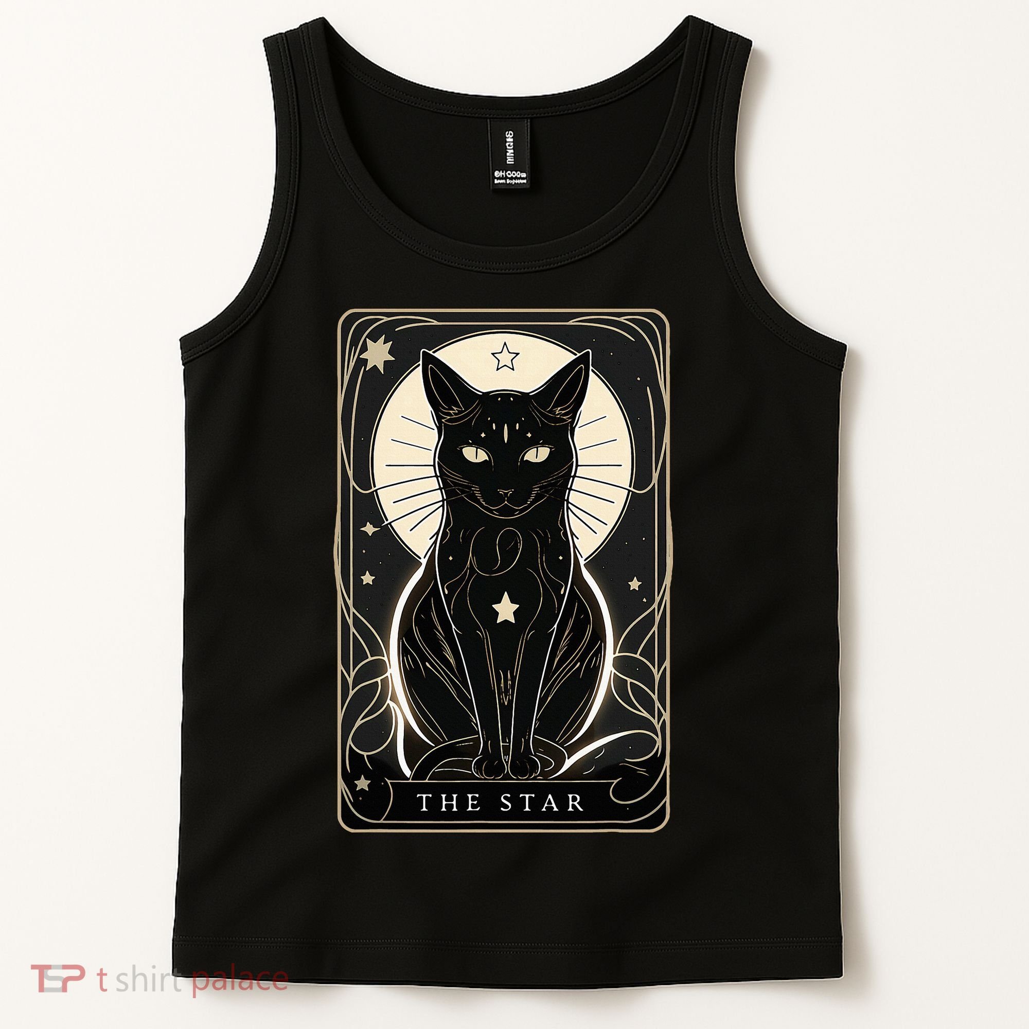 Star Cat Tarot Card Graphic For Tarot Cat Lovers Tank Top