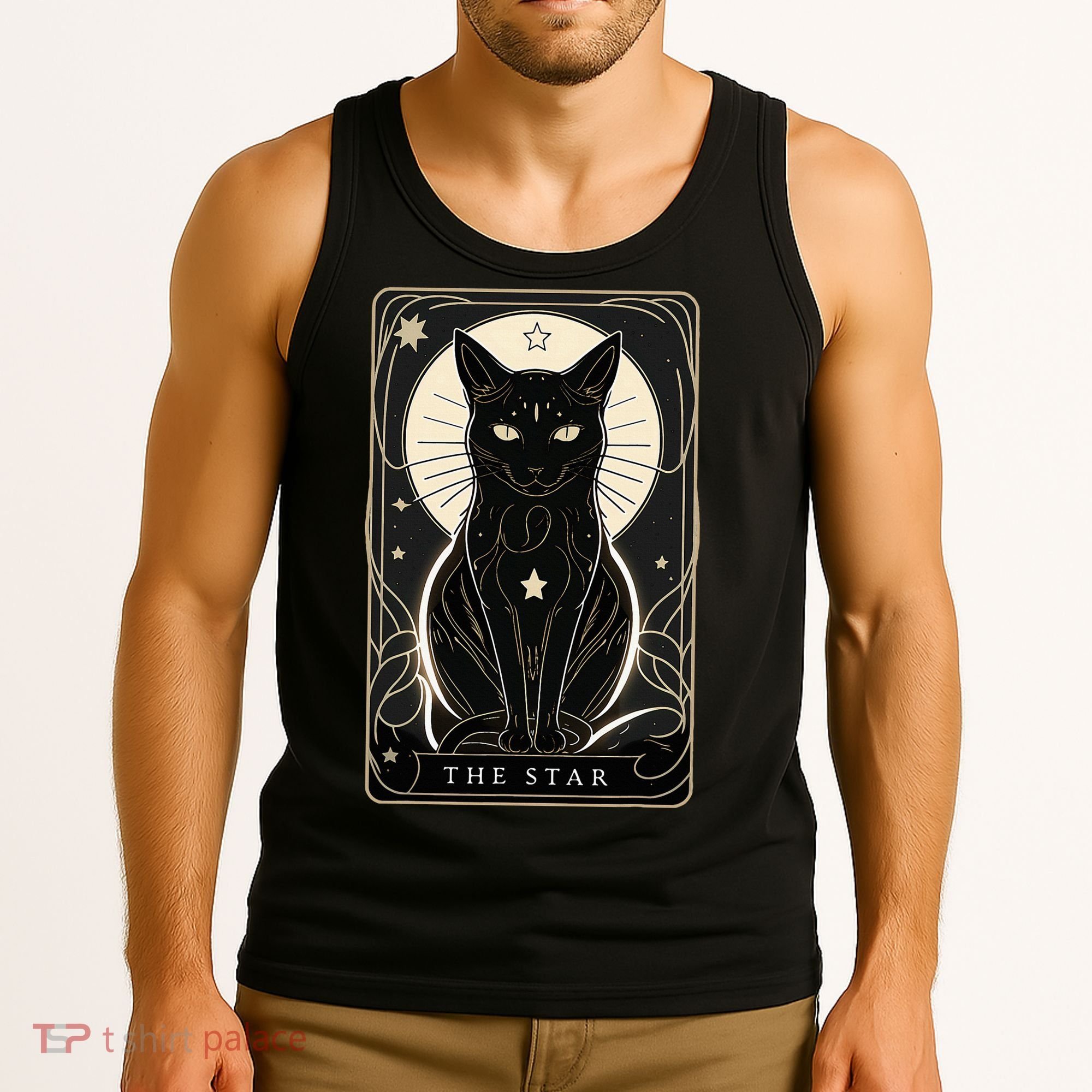 Star Cat Tarot Card Graphic For Tarot Cat Lovers Tank Top