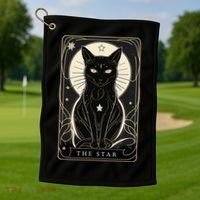 Star Cat Tarot Card Graphic For Tarot Cat Lovers Golf Towel thumb 1