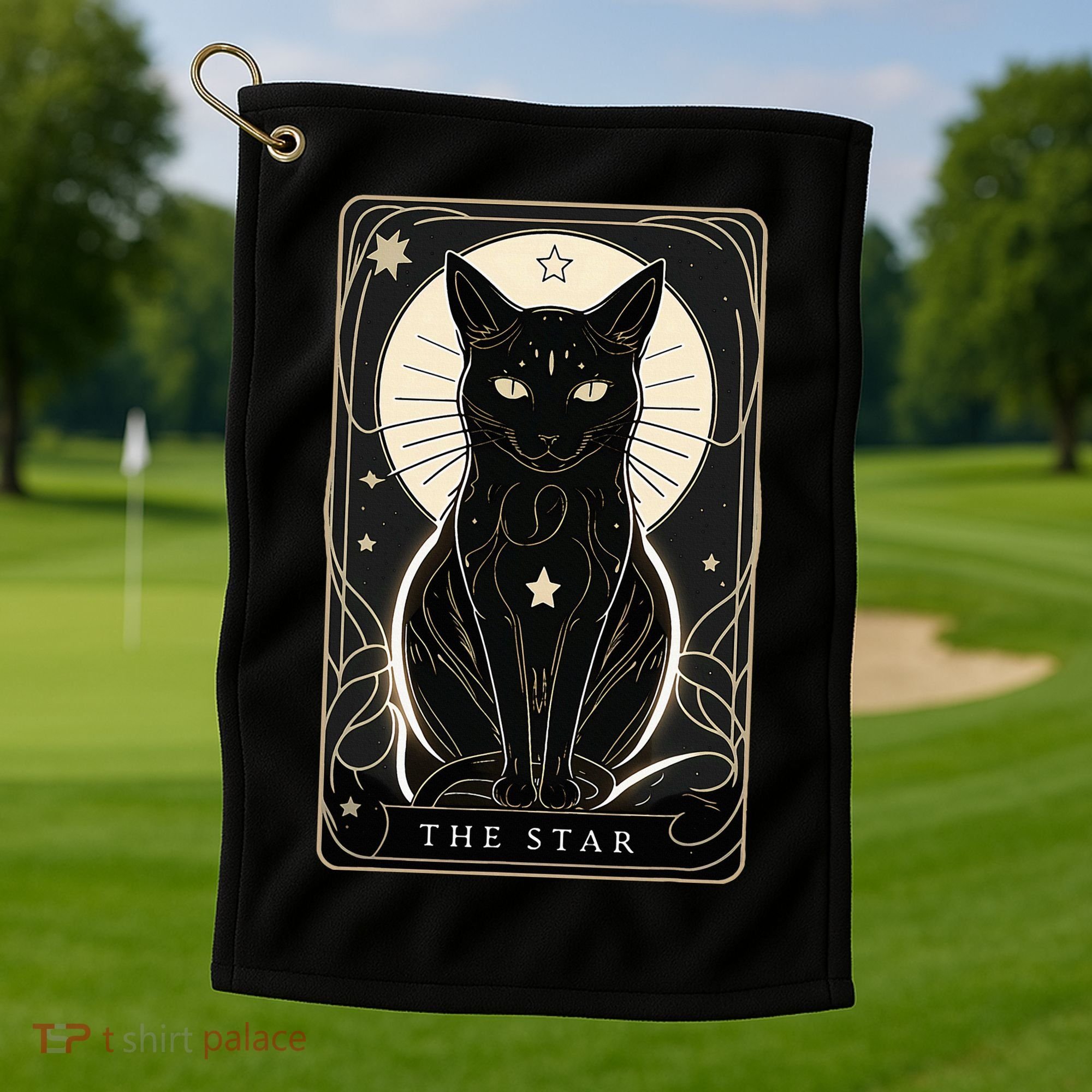 Star Cat Tarot Card Graphic For Tarot Cat Lovers Golf Towel