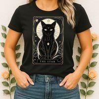 Star Cat Tarot Card Graphic For Tarot Cat Lovers Women's T-Shirt thumb 2